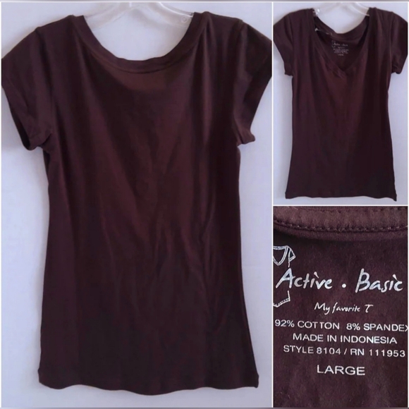 Active Basics My Favorite T v-neck t-shirt size Large (NWOTS) - Picture 4 of 5